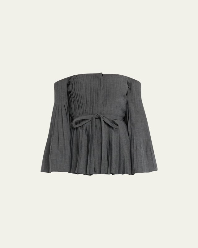 Cyclades Pleated Off-Shoulder Jacket