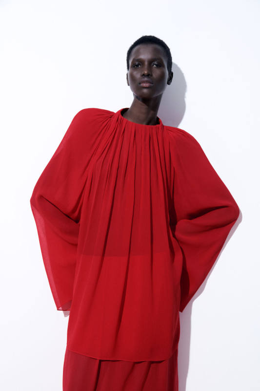 COS THE CRINKLED SILK-CHIFFON BLOUSE