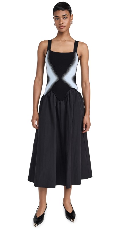 PH5 Mushu Mixed Media Tank Dress Black