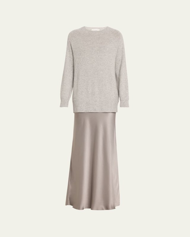 Monument Mixed-Media Cashmere Maxi Dress