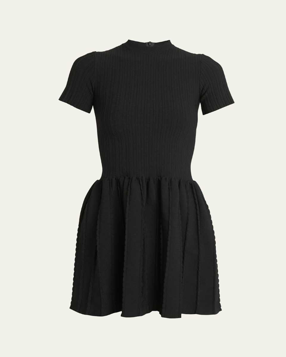 Ribbed Knit Flare Mini Dress