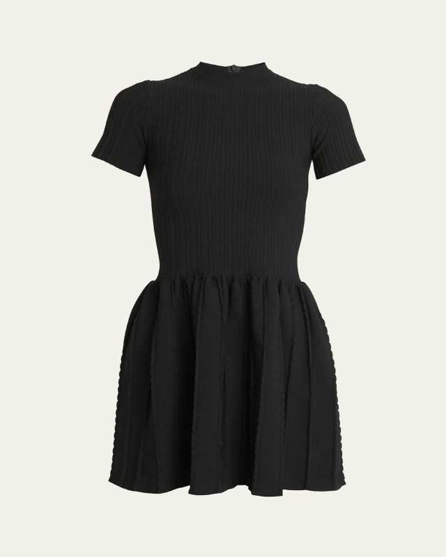 Ribbed Knit Flare Mini Dress