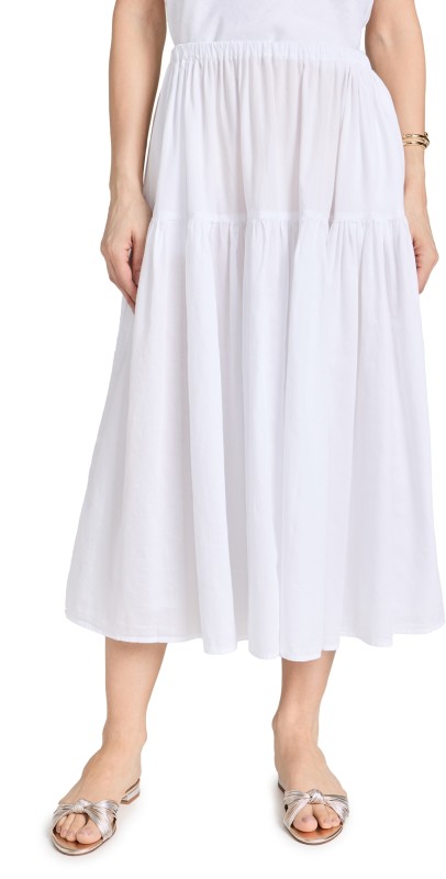 Enza Costa Cool Cotton Tiered Skirt White