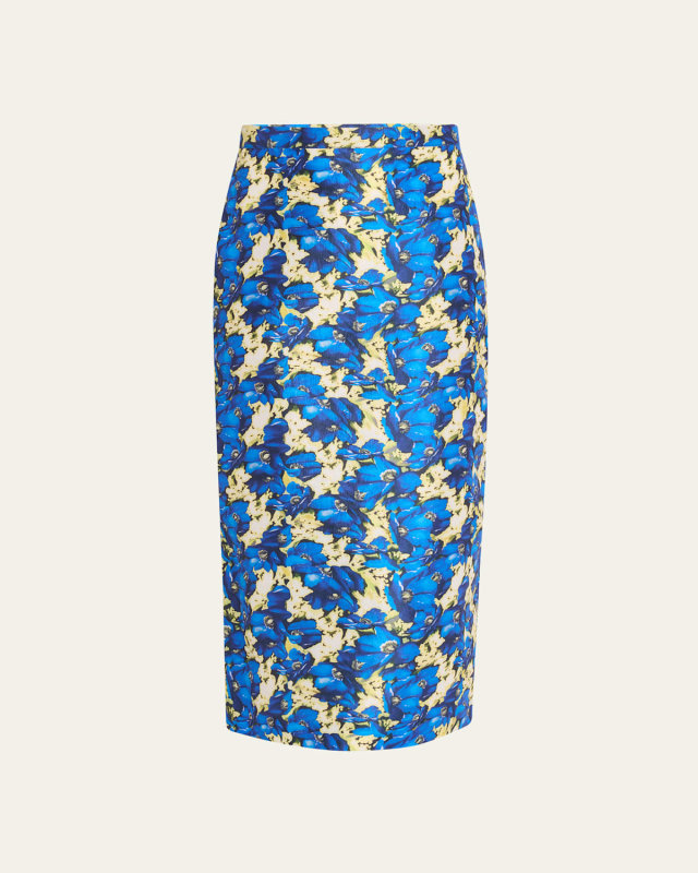 Amelia Floral-Print Midi Pencil Skirt