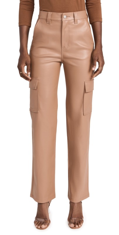 Pistola Denim Cassie Faux Leather Cargo Pants Almond