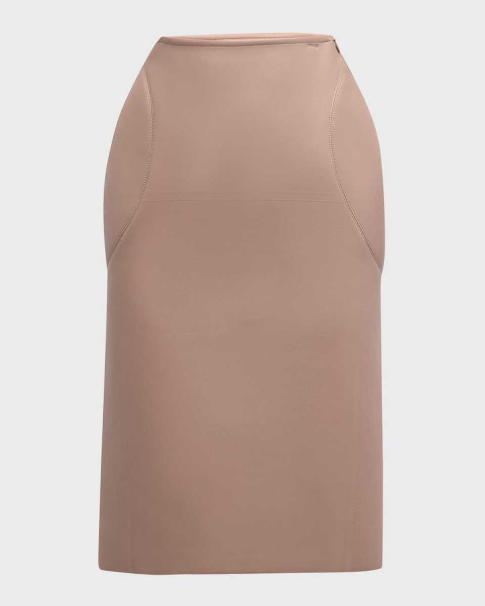 Contour Stitched Leather Pencil Skirt