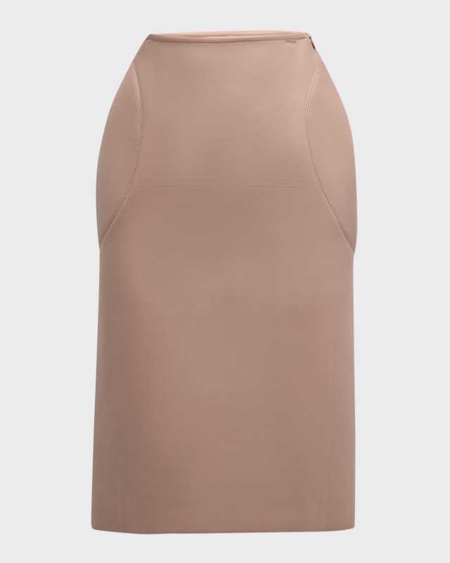 Contour Stitched Leather Pencil Skirt