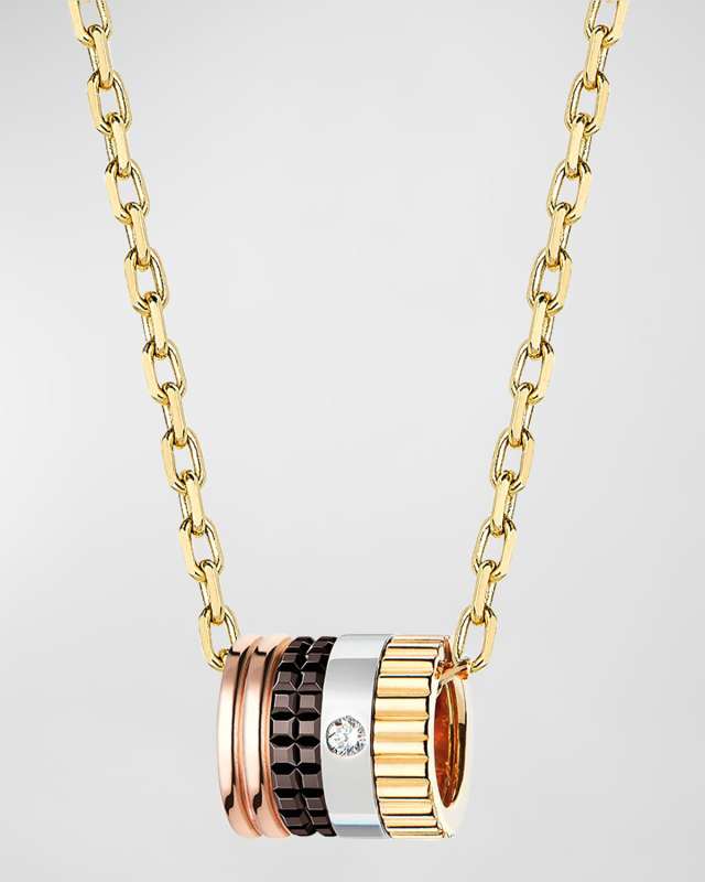Quatre 18K White Gold White Ceramic Large Pendant Necklace