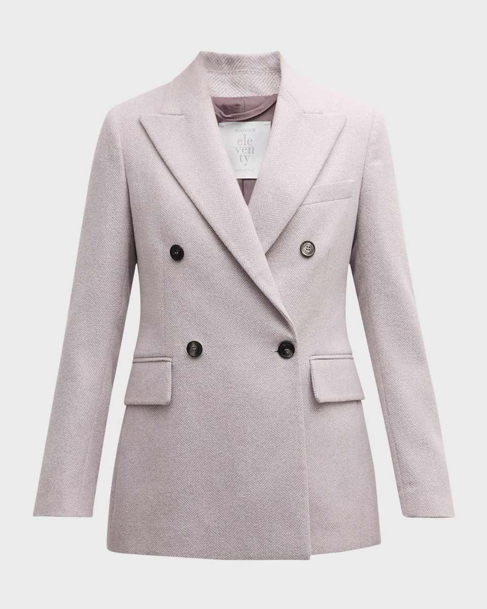 Double-Breasted Herringbone Blazer