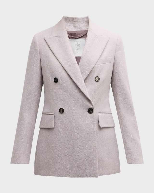 Double-Breasted Herringbone Blazer