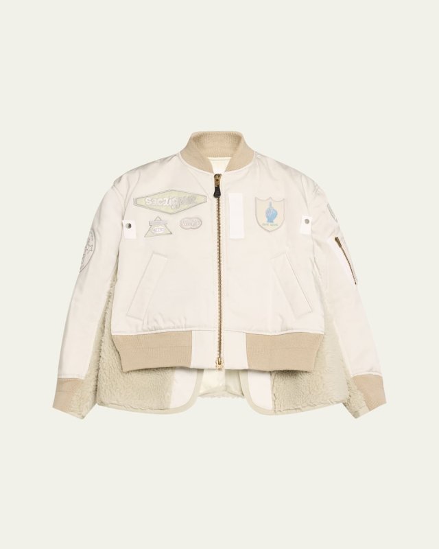 Spiewak Patch Nylon Shearling Bomber Jacket