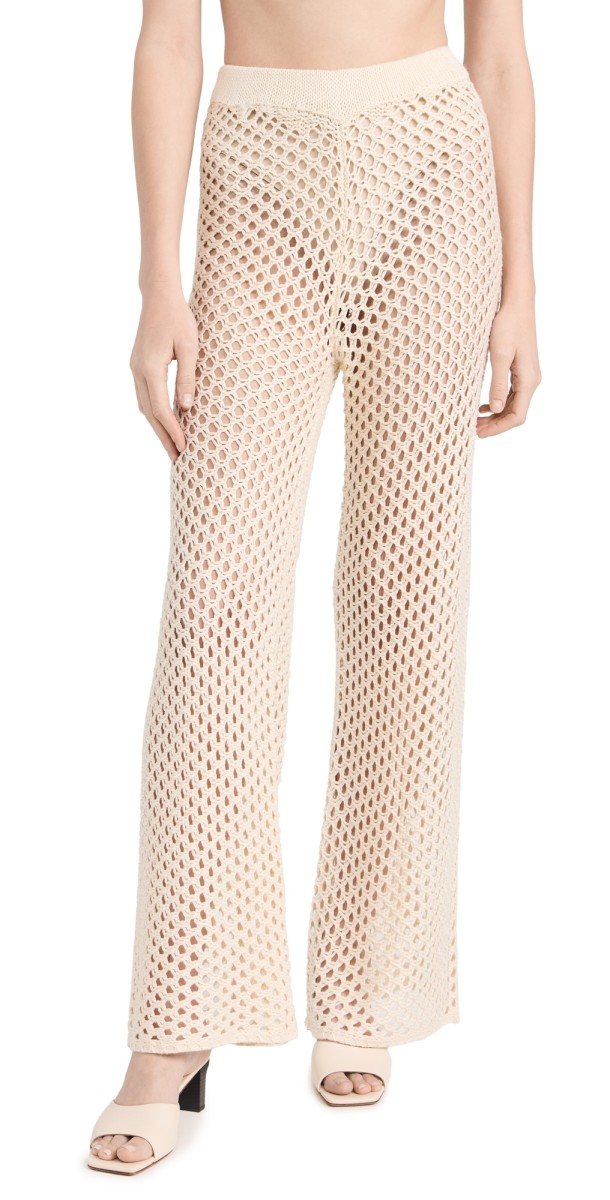 MINKPINK Balmy Crochet Knit Pants Cream