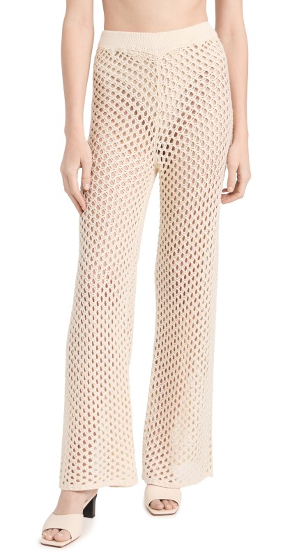 MINKPINK Balmy Crochet Knit Pants Cream
