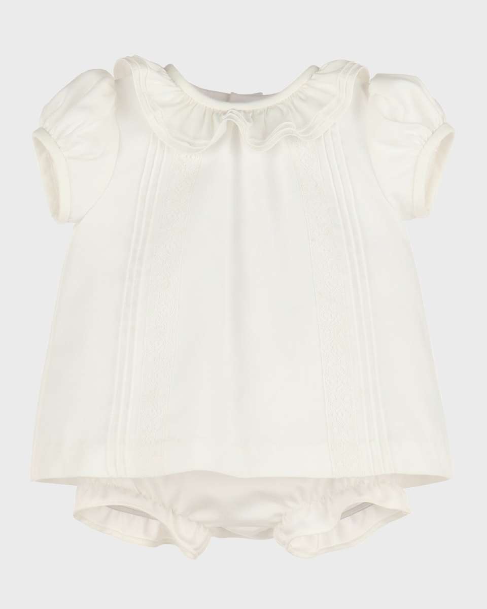 Girl's Ivory Lace Embroidered Bishop Dress, Size Newborn-6