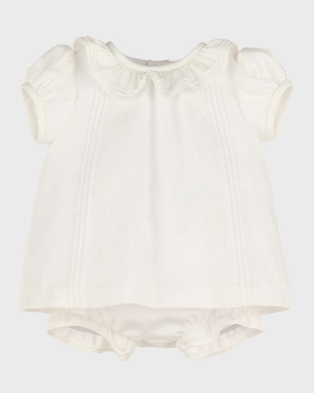 Girl's Ivory Lace Embroidered Bishop Dress, Size Newborn-6