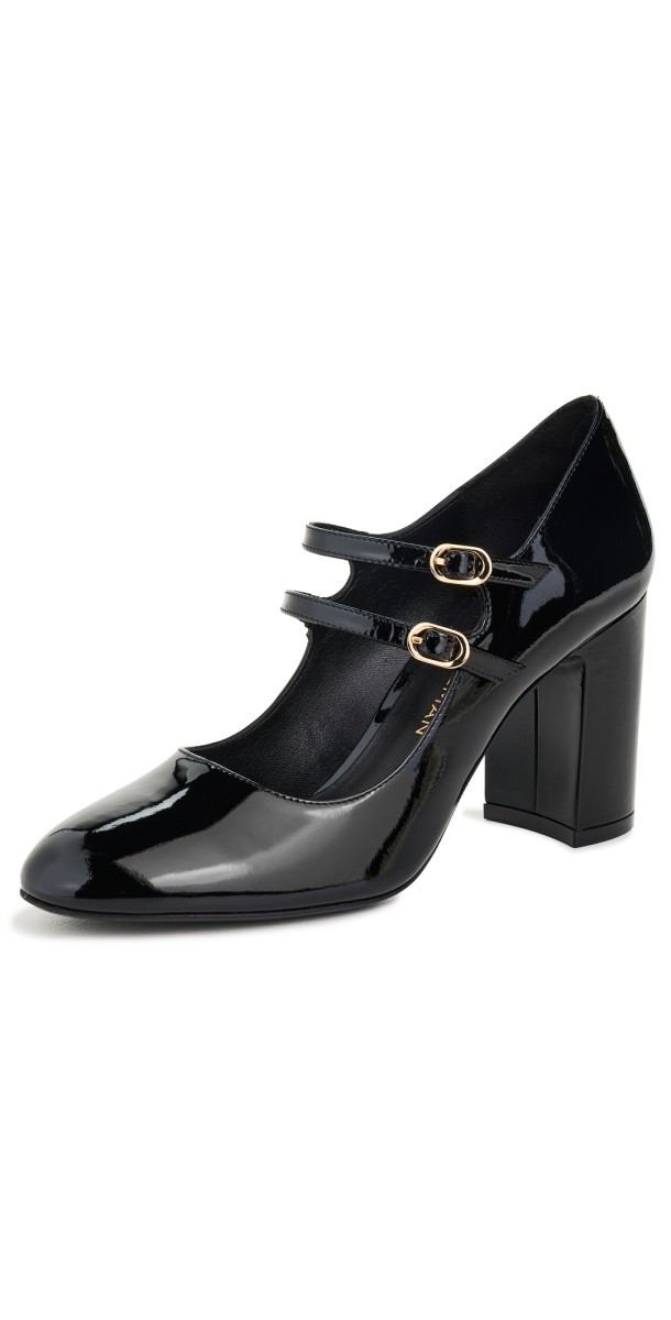 Stuart Weitzman Posh Block Mary Jane Pumps 85mm Black