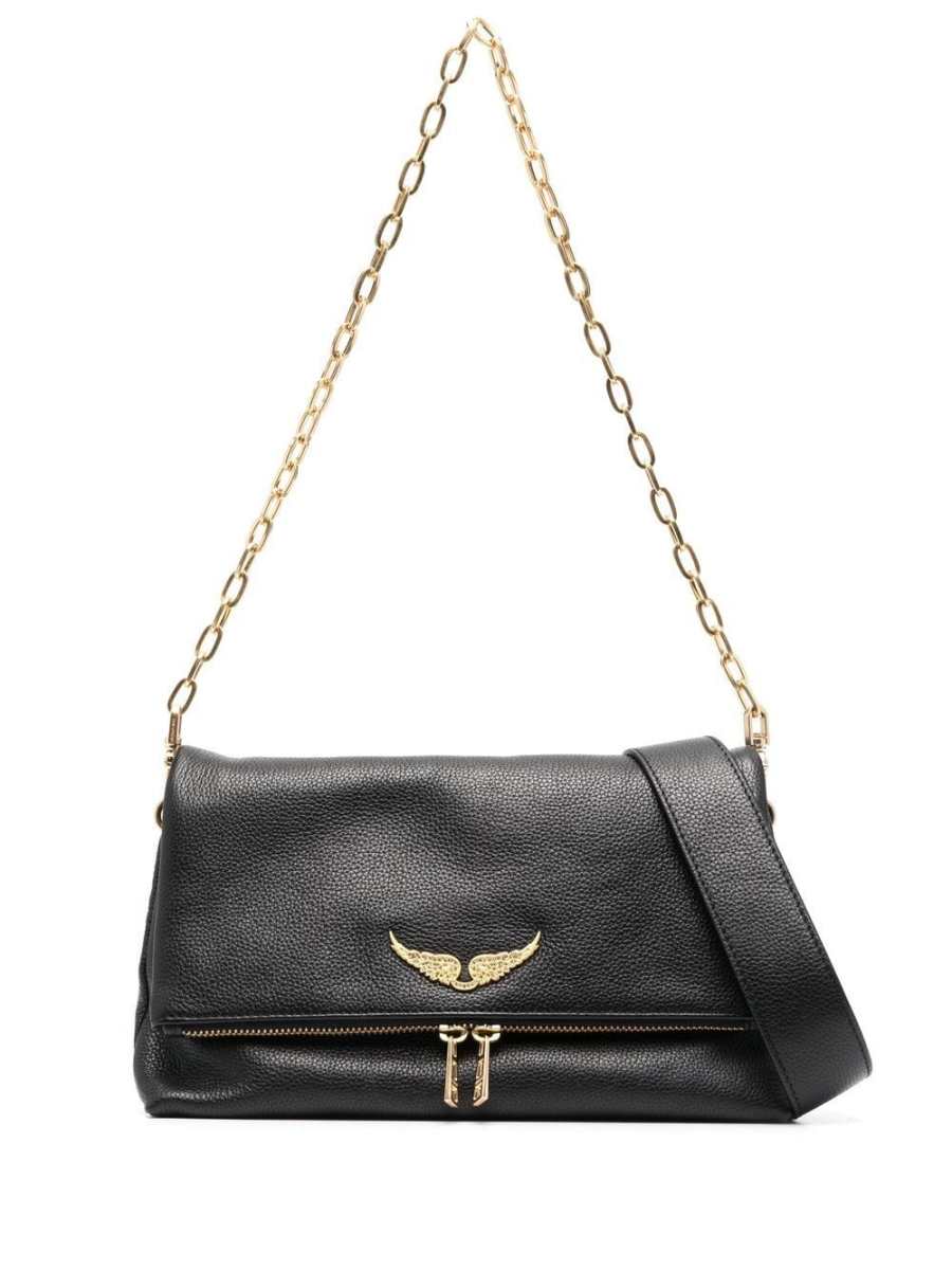 logo-plaque leather shoulder bag