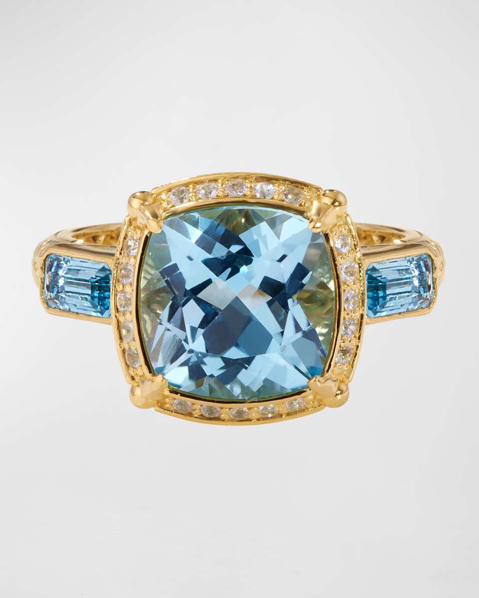 Sky Blue Topaz and White Sapphire Ring, Size