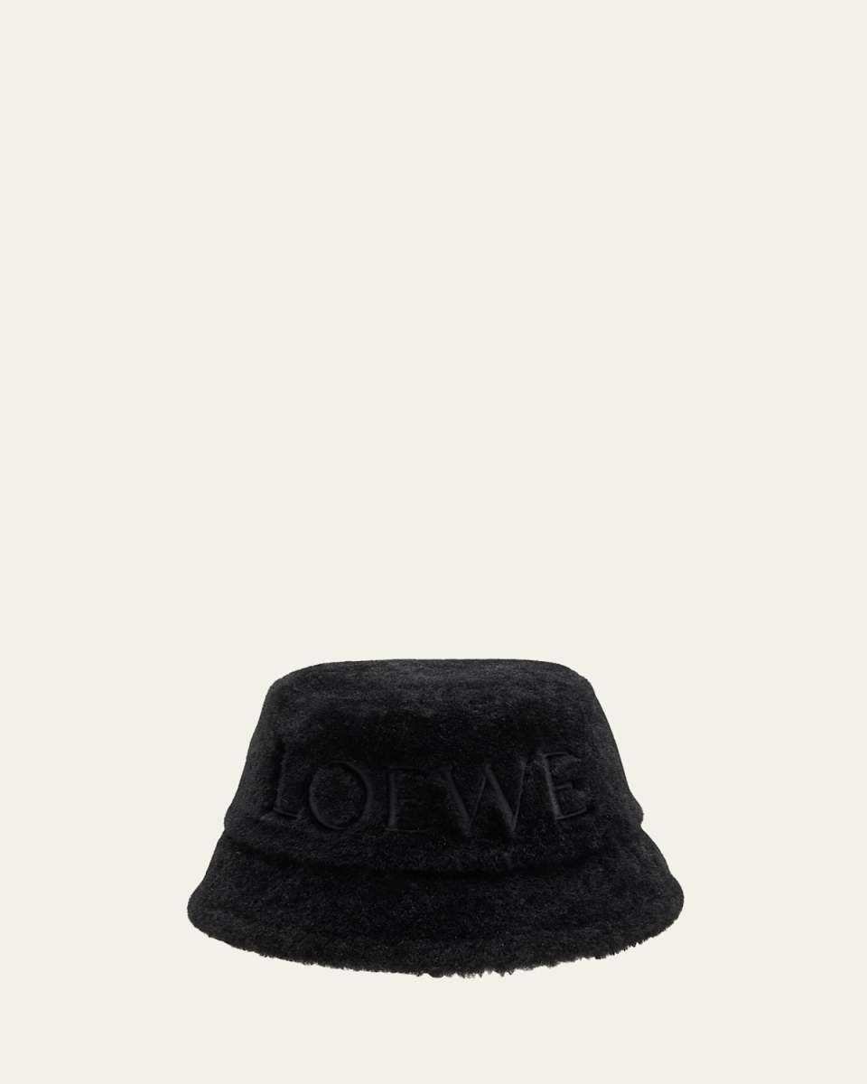 Embroidered Logo Shearling Bucket Hat