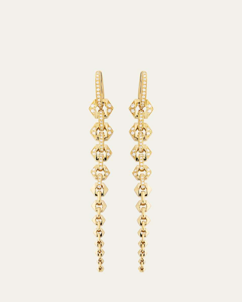 18K Yellow Gold Diamond Link Tiered Earrings