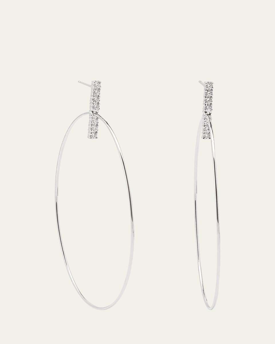 Flawless Diamond Bar Stud Hoop Earrings, 60mm