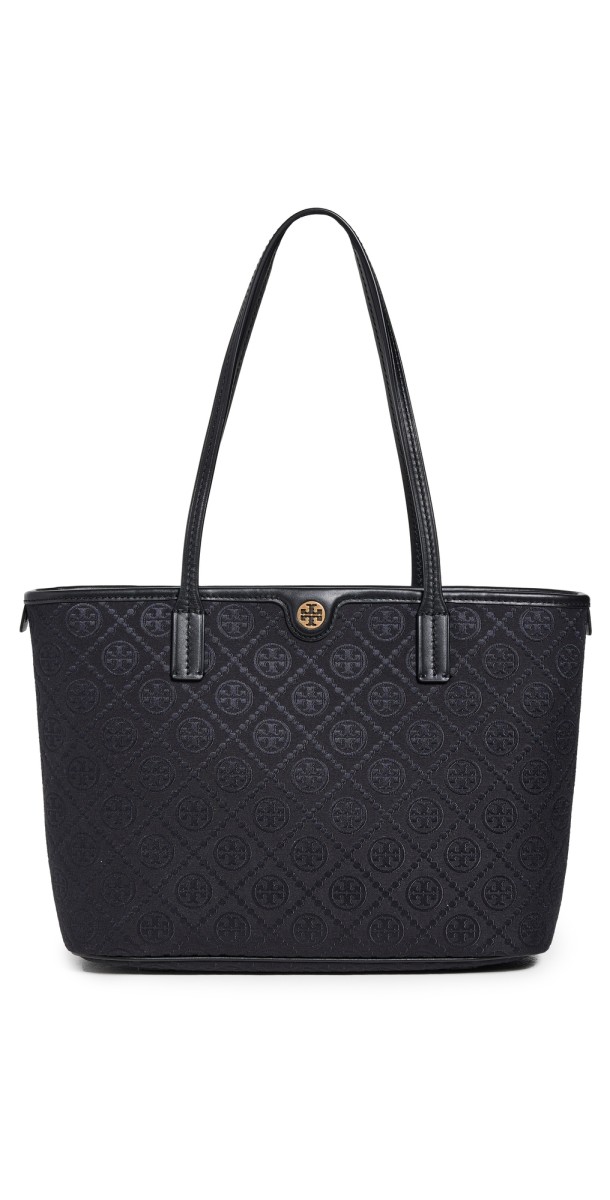 Tory Burch T Monogram Small Zip Tote Black