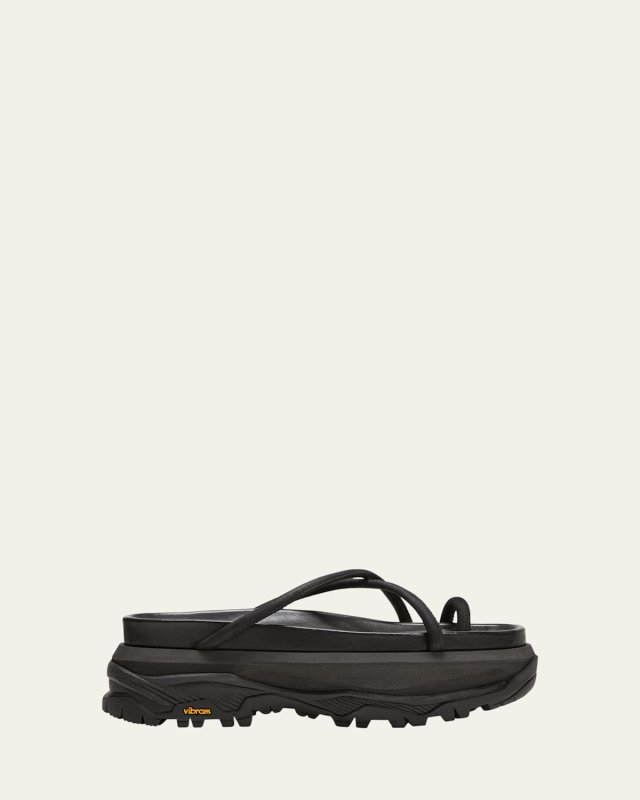 Leather Crisscross Slide Platform Sandals