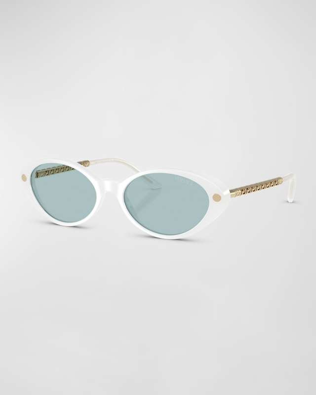 Greca Mixed-Media Oval Sunglasses