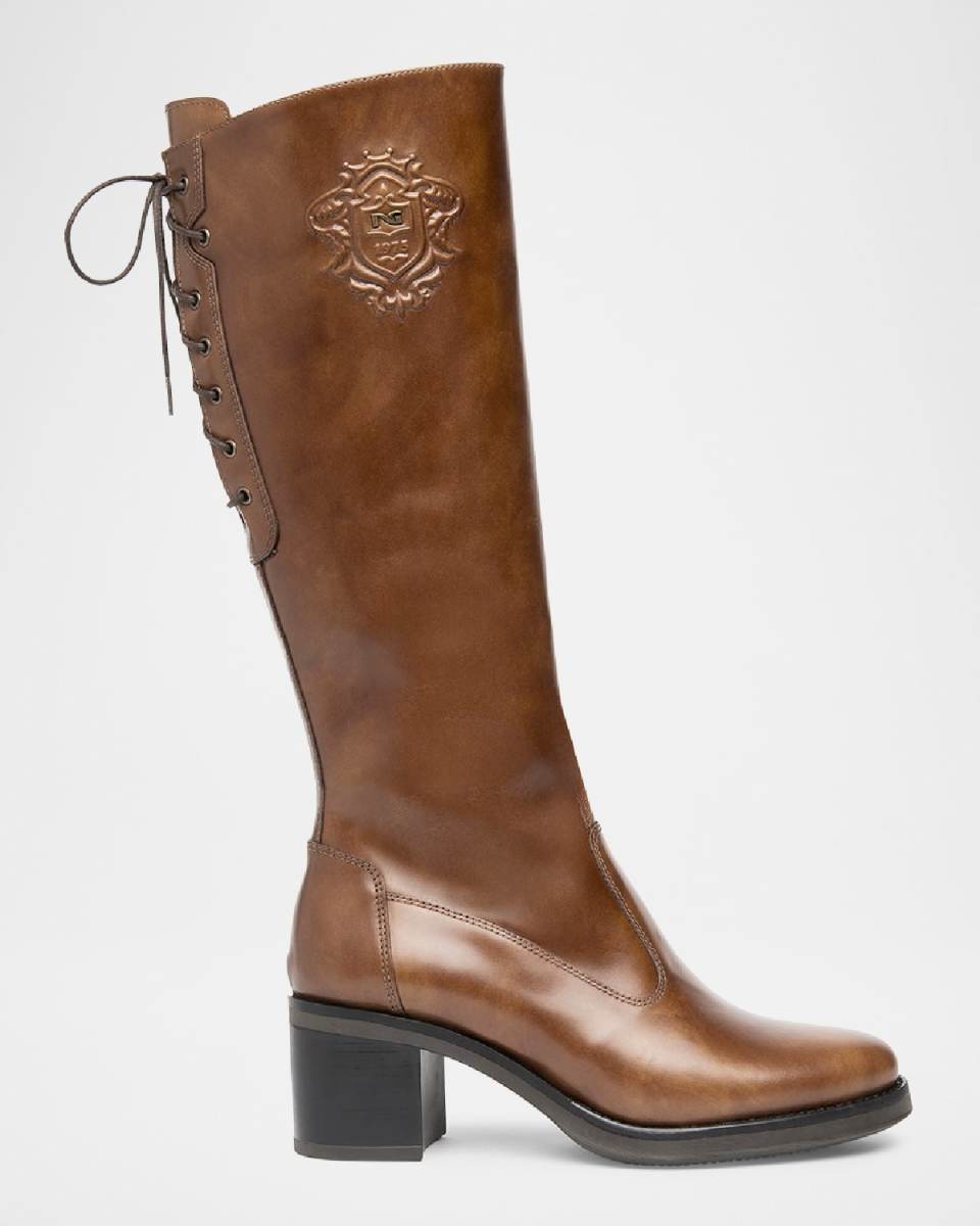 Leather Corset Lace-Up Knee Boots