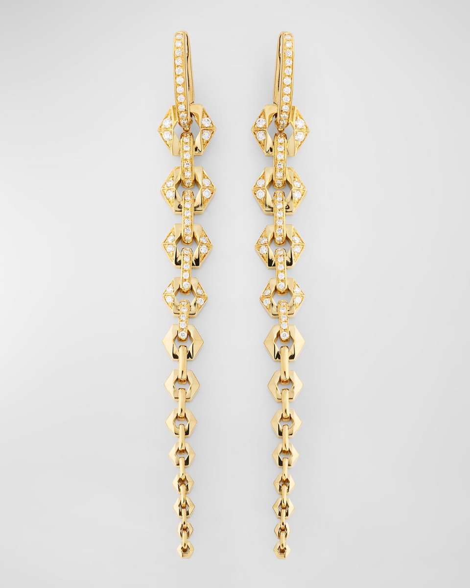 18K Yellow Gold Diamond Link Tiered Earrings