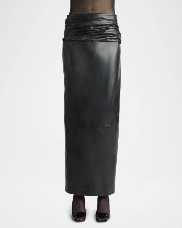 Wilner Leather Midi Skirt