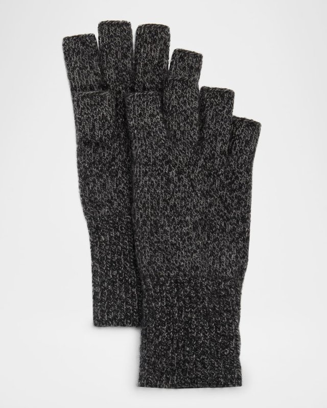 Tweed Fingerless Two-Tone Gloves