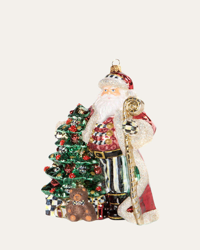 Glass Christmas Magic Santa with Staff Ornament