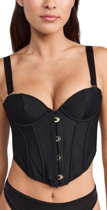 Bluebella Jean Luxury Satin Wired Corset Black