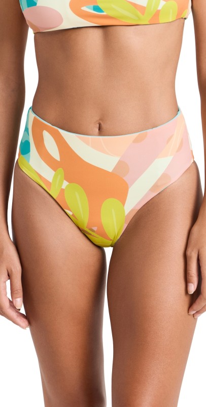 Nomads Current Bikini Bottoms Freshmint + Guava Duff Print