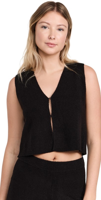 MONROW Boucle Knit Vest Black