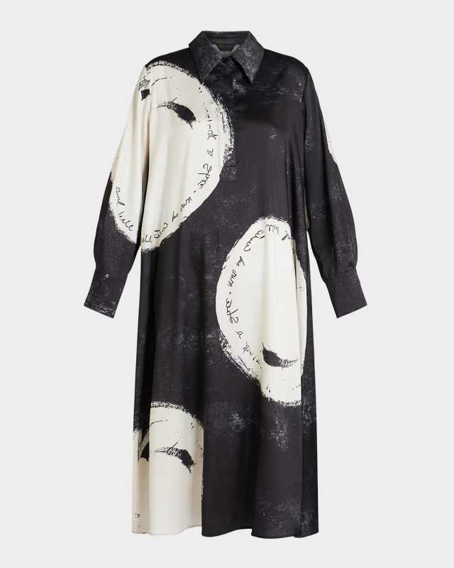 Plus Size Bona Brushstroke-Print Midi Dress