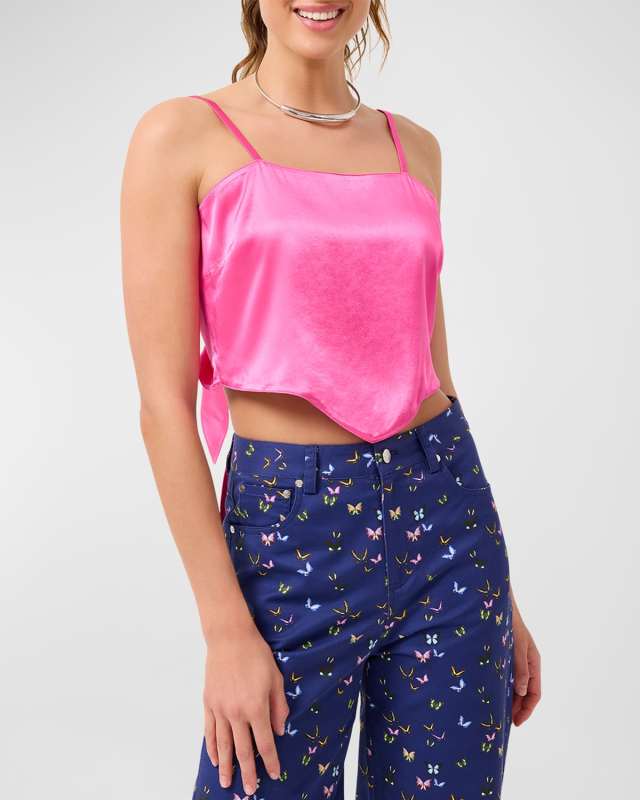 Silky Cropped Scarf Tank Top