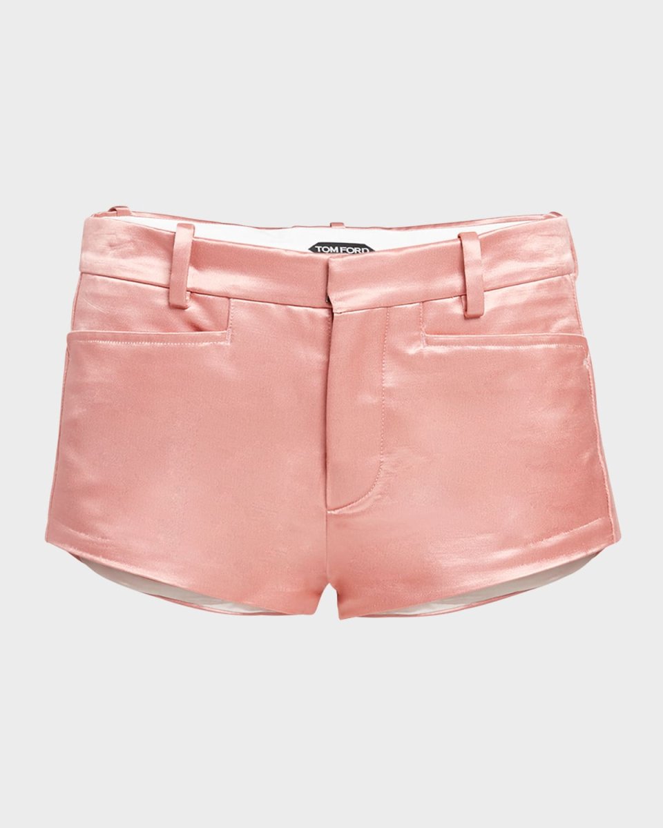 Low-Rise Cotton-Blend Lustrous Duchesse Mini Shorts