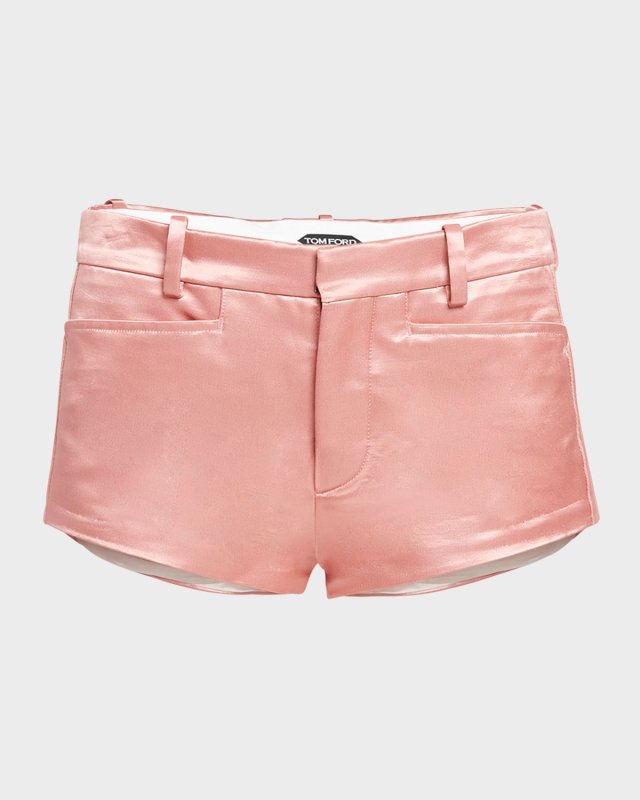 Low-Rise Cotton-Blend Lustrous Duchesse Mini Shorts