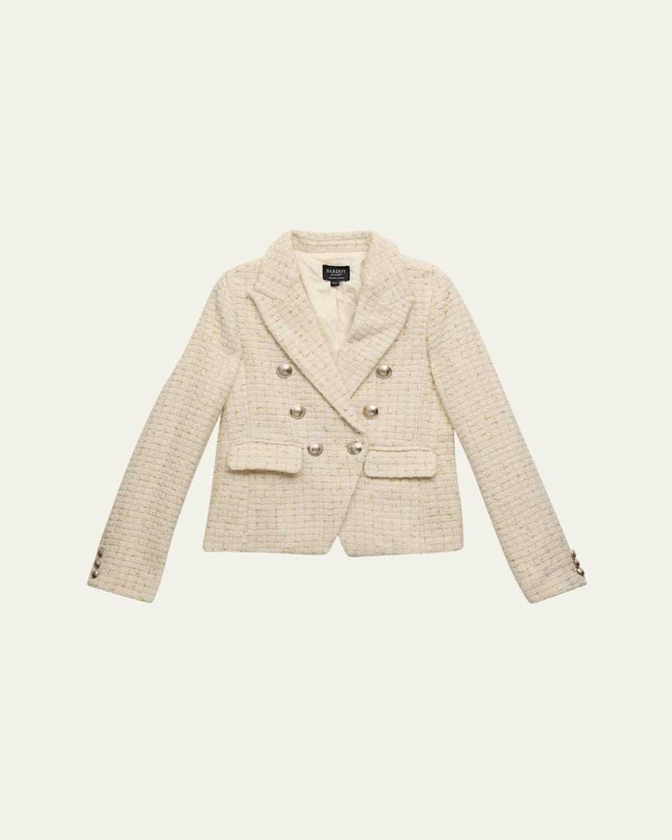 Girl's Roma Boucle Button Dress, Size 8-14