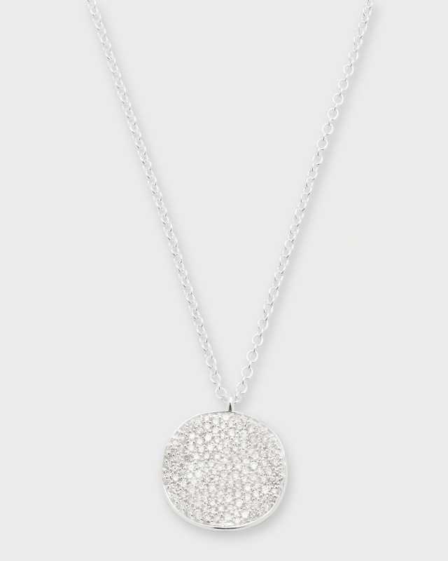 Medium Flower Pendant Necklace in Sterling Silver with Diamonds