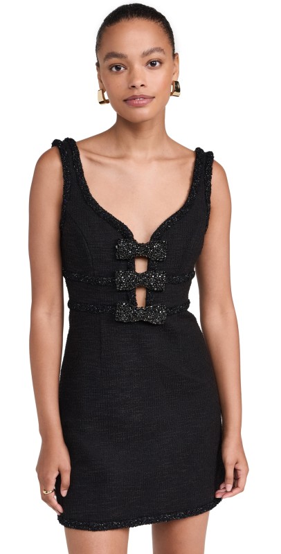 Rebecca Vallance Margo Bow Mini Dress Black