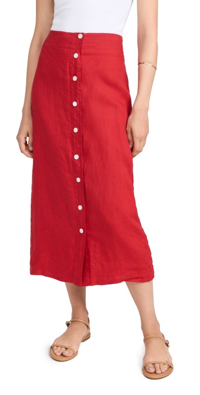 Alex Mill Zoe Skirt in Linen Red