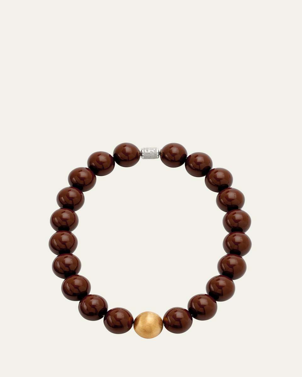 Enamel Beaded Necklace with 14K Yellow Gold