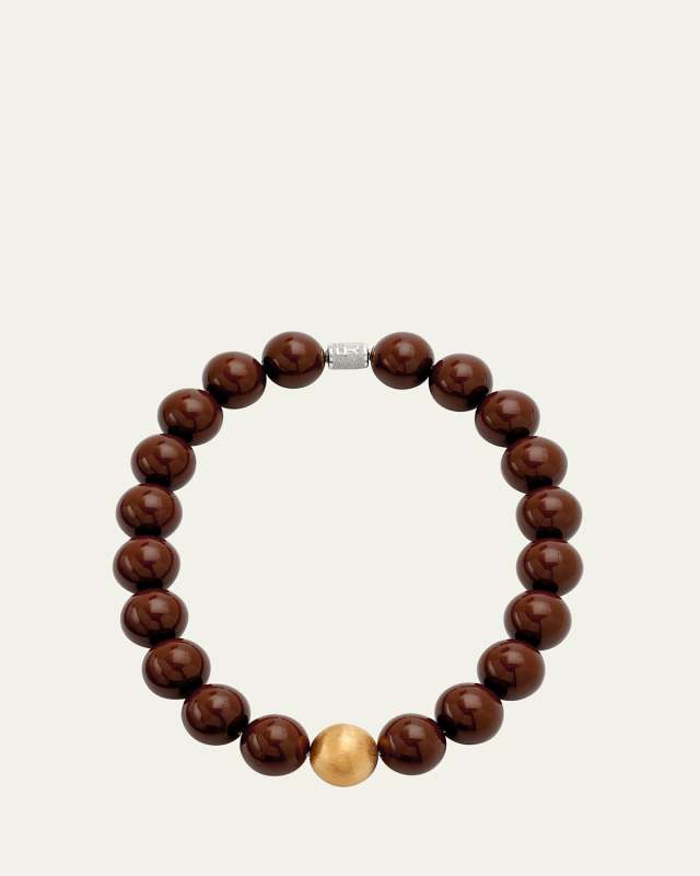 Enamel Beaded Necklace with 14K Yellow Gold