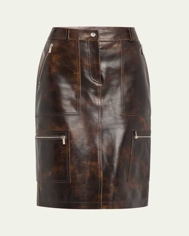 Leather Cargo Pencil Skirt