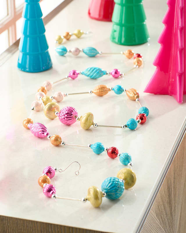 72" Multicolored Glass Ornament Garland