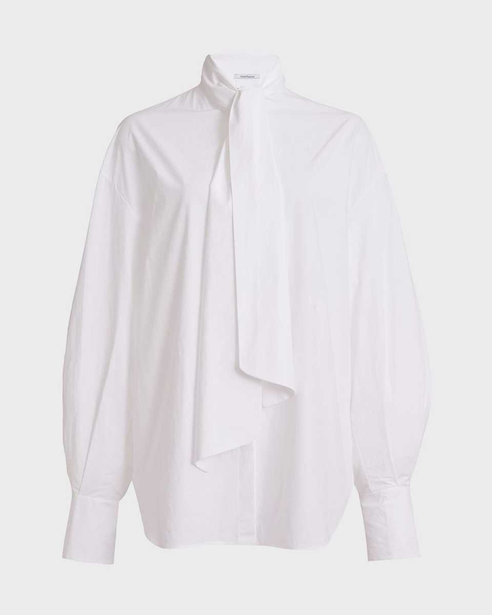 Bow-Neck Silk Georgette Blouse