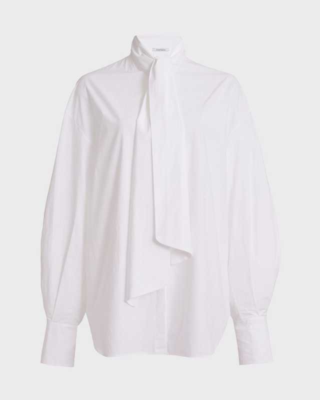 Bow-Neck Silk Georgette Blouse